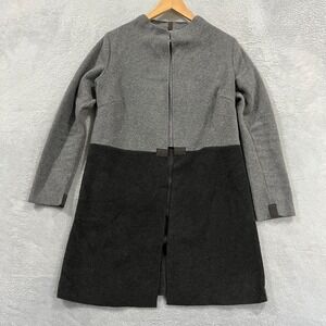 HENRIETTE STEFFENSEN Cardigan Womens XS Gray Soft Fleece Minimalist Open Front